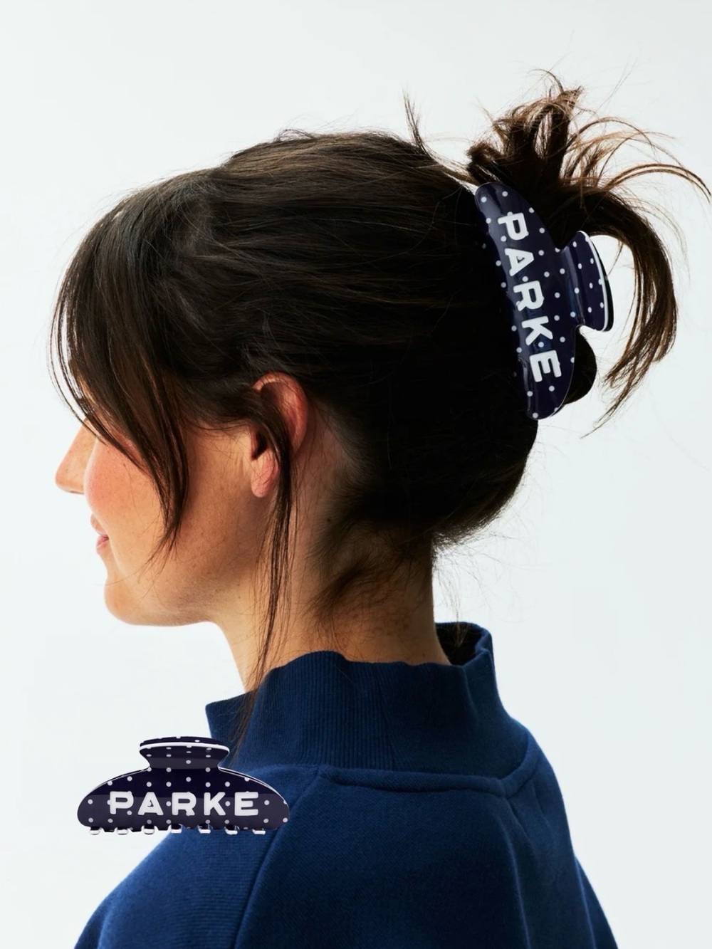 Parker Navy Polka Dot Kids Hair Claw Clip